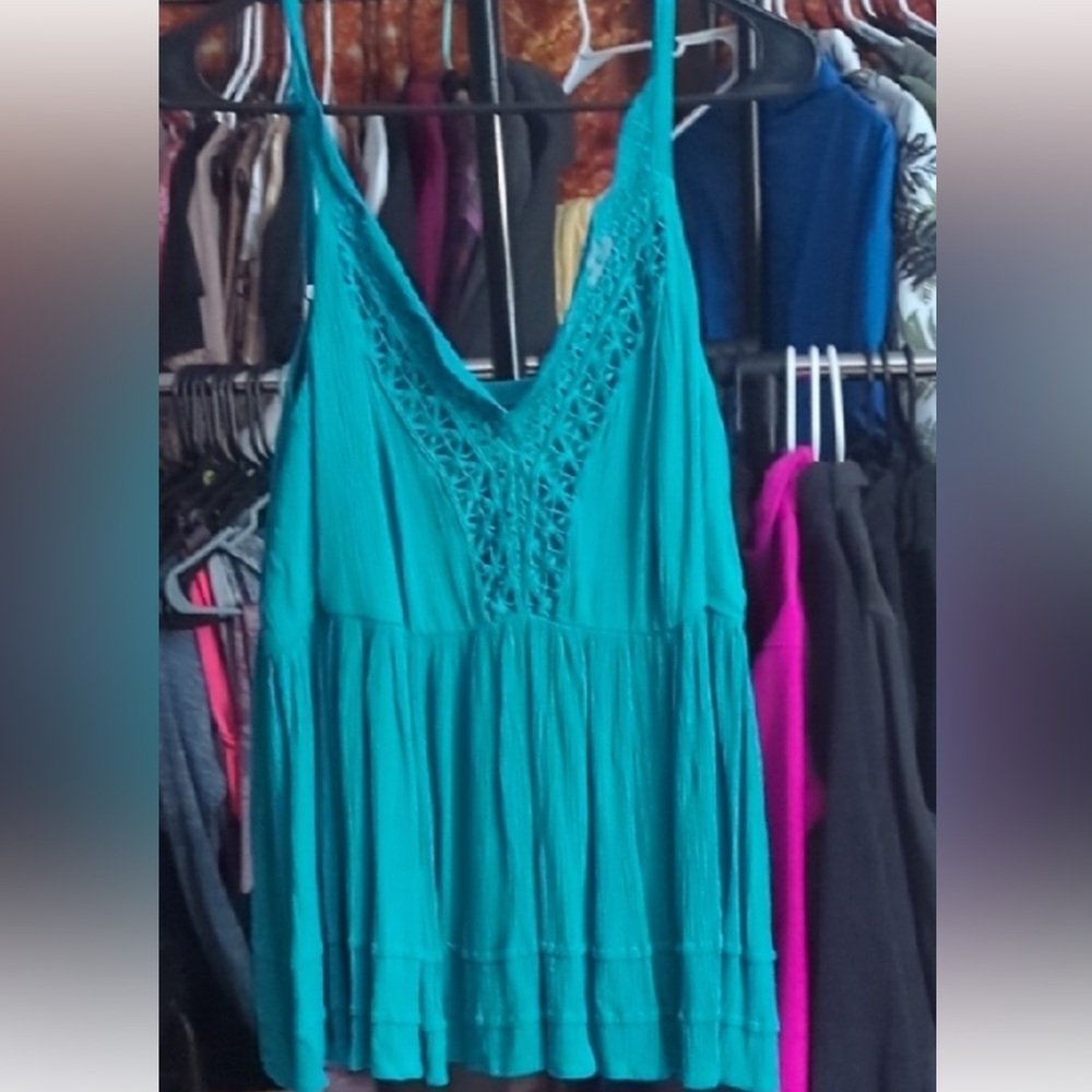💙 Torrid Crochet Babydoll Tank | Tall Blue | Size 2 💙 - Picture 2 of 4
